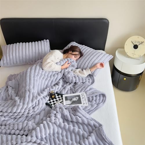 Überwurfdecke mit Kaninchen-Imitat, warm, gemütlich, einfarbig, doppelseitig, Dicke Decken für Couch, Sessel, Wohnzimmer, Schlafsofa, Auto (J 230 x 250 cm) von Generic