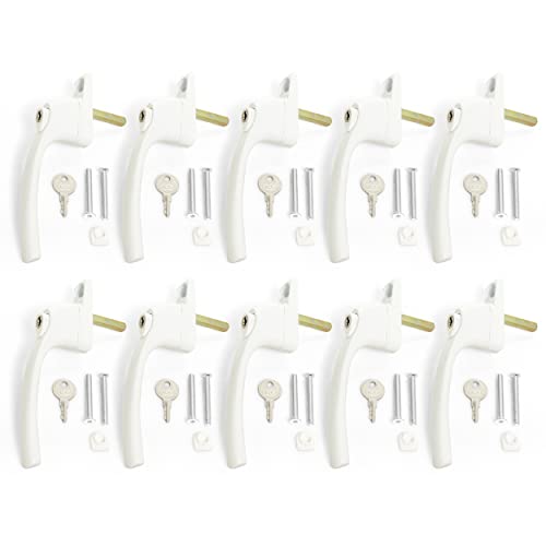 UPVC Fenstergriff in Weiß, 10 Stück, Verriegelung Universal Inline Espag Doppelverglasung Fenstergriffe, 40 mm Spindel, Fenstergriffe für UPVC-Fenster von Generic