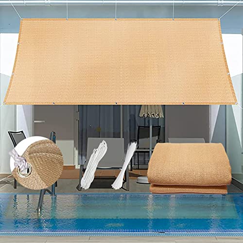 UV Block Sun Shade Sail 3.8 x 9m Rectangle Canopy, 95% UV Protection & 98% Shade Rate, Outdoor Safety Net with Cable Ties for Patio, Garden, Khaki UV Block Sun Shade Sail 3.8 x 9m Rectangle Canopy, 95% UV Protection & 98% Shade Rate, Outdoor Safety Net with Cable Ties for Patio, Garden, Khaki von Generic