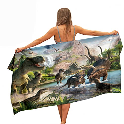 Ulticool - Dinosaurier-Gruppe T-Rex - Handtuch Mikrofaser - Reisehandtuch Schnelltrocknendes Badetuch - 160 x 80 cm - für Reisen Fitness Gym Sport - leichte Microfiber Strandtuch von Ulticool