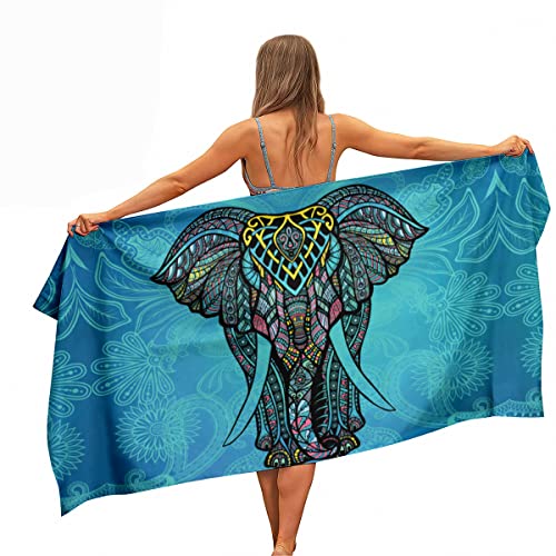 Ulticool - Elefant Bohemien Hippie Ibiza Style - Handtuch Mikrofaser - Reisehandtuch Schnelltrocknendes Badetuch - 160 x 80 cm - für Reisen Fitness Gym Sport – leichte Microfiber Strandtuch von Ulticool