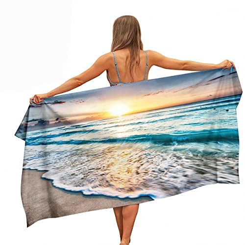 Ulticool - Meer Wellen Strand Natur - Handtuch Mikrofaser - Reisehandtuch Schnelltrocknendes Badetuch - 160 x 80 cm - für Reisen Fitness Gym Sport - leichte Microfiber Strandtuch von Ulticool