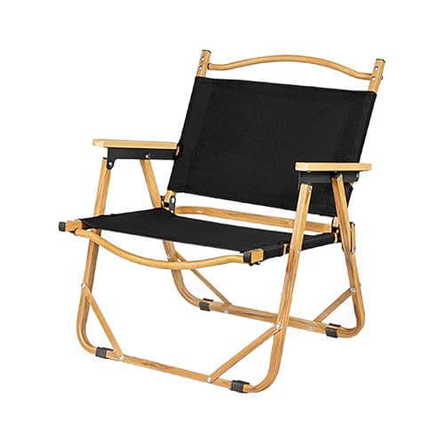Ultraleichter Campingstuhl Faltbar, Tragbarer Angelstuhl Faltbar mit Armlehnen, Bequem und Atmungsaktiv für Picknick, Wandern, Rasen, Garten, Sitzgelegenheiten im Freien(Black,Medium) von Generic
