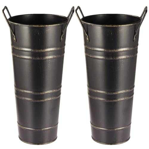 Umbrella Stand for Entryway - Metal Floor Vase, 2-Pack Organizer, Retro Decor | Galvanized Iron Holder with Drip Tray and Walking Stick Storage For Home Mall Office Entrance Use von Generic