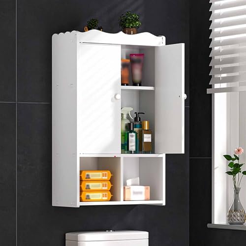 Umweltfreundliche PVC Platte Aufbewahrungsschrank Über Der Toilette Hängeschrank Bad Weiß mit Tür, Wasser und Staubdicht Wandaufbewahrung Minimalistischer Stil(C) von Generic