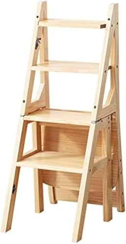 Undr 4 Stufen Leiter Stuhl Holz Tritthocker, Faltbar Zusammenklappbare Bibliothek Stufe Bücherregal Leiter Regal Multifunktions Stufenleiter Treppenstuhl Für Küche Und Bür, Walnut Color Undr 4 Stufen Leiter Stuhl Holz Tritthocker, Faltbar Zusammenklappbare Bibliothek Stufe Bücherregal Leiter Regal Multifunktions Stufenleiter Treppenstuhl Für Küche Und Bür, Walnut Color von Generic