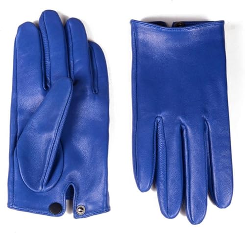 Ungefütterte Handschuhe Männer Echtes Leder Kurz Auto Fahren Fäustlinge Männlich, Blue, M von Generic