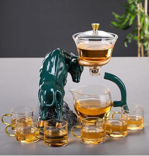 Ungfu Glas Teekanne Set Widerstandsfähiges Glas Teeset Kaffeeset Magnetische Wasserumleitung Rotierende Abdeckung Schüssel Halb Automatisch Tee Maer, Blue, Set Ungfu Glas Teekanne Set Widerstandsfähiges Glas Teeset Kaffeeset Magnetische Wasserumleitung Rotierende Abdeckung Schüssel Halb Automatisch Tee Maer, Blue, Set von Generic