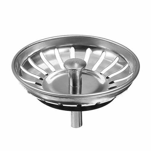 Abflussstöpsel für Spüle 78 mm Edelstahl Küchenspüle Waschbeckenstöpsel Waschbecken Sieb - Abflussstöpsel Küchenspüle - inkl. Siebkörbchen - für Plug for Sink in Kitchen, Sink Stopper, Drain Plug von Generic