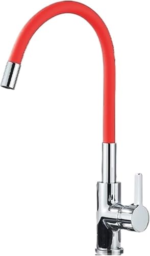 Universelle Bunte Röhre Küchenspüle Wasserhahn Warm- Und Kaltwassermischer 360 Grad Drehbarer Flexibler Schlauchhahn, Orange von Generic