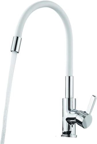 Universelle Bunte Röhre Küchenspüle Wasserhahn Warm- Und Kaltwassermischer 360 Grad Drehbarer Flexibler Schlauchhahn, White von Generic
