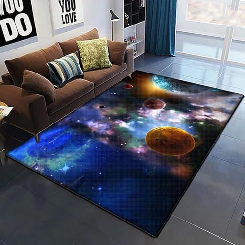 Universum Galaxie Weltraum Sternenhimmel Blaue Landschaft 3D Gedruckte Teppiche Rutschfeste Bereich Teppiche Schlafzimmer Nachttisch Moderne Waschbare Fußmatten 160 X 230 Cm - Leicht Zu -1K8D/Z9C4-2E2 von Generic