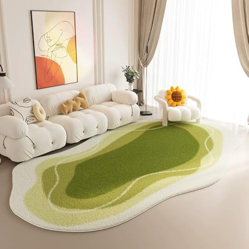 Unregelmäßig Geformte Fläche Teppich Weiche Faux Wolle Waschbar Abstrakte Geformte Teppiche Für Schlafzimmer Wohnzimmer(Grün,300x400cm) von Generic