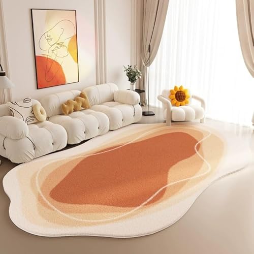 Unregelmäßig Geformte Fläche Teppich Weiche Faux Wolle Waschbar Abstrakte Geformte Teppiche Für Schlafzimmer Wohnzimmer(Orange,300x400cm) von Generic
