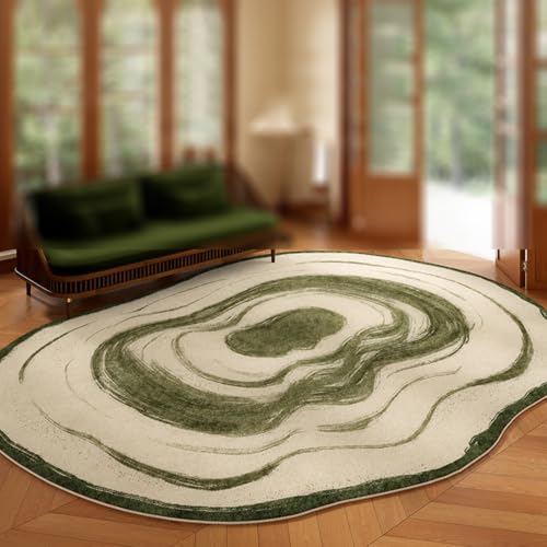 Unregelmäßig Geformter Flächenteppich Weich Waschbar Wohnzimmer Schlafzimmer Esszimmer Flächenteppiche rutschfeste Teppichbodenmatte(Green C,180x250cm) von Generic