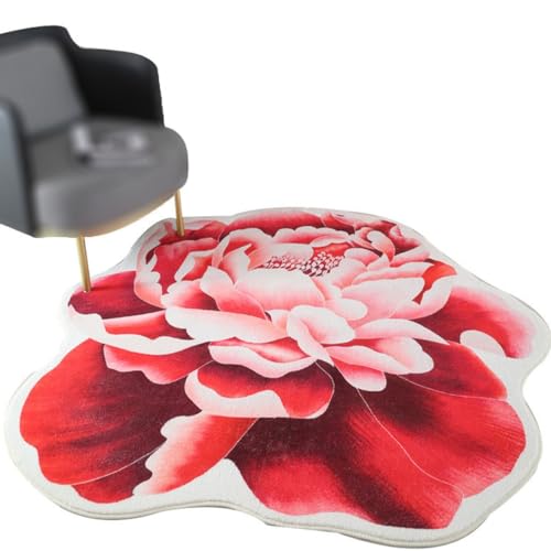Unregelmäßige Blume geformt Bereich Teppiche Nachttisch Matte Teppich Teppich für Wohnzimmer Schlafzimmer Spielzimmer Büro abwaschbar Fußboden Teppiche(Flower D,Diameter 80cm) von Generic