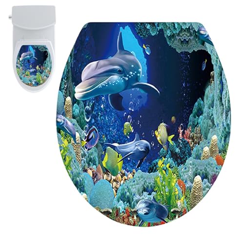Unterwasser WC Aufkleber Vinyl WC Sitz Aufkleber Lustige Toilettensitzaufkleber Wasserdicht Selbstklebend für Badezimmer Badewannen Glastür von Generic