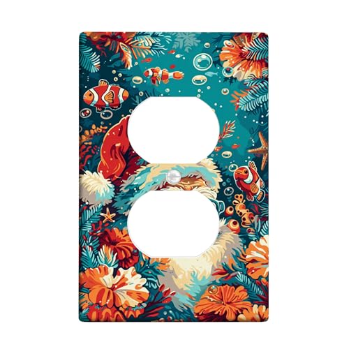 Unterwasser-Weihnachtsmann-Lichtschalter-Abdeckplatten/Steckdosenabdeckungen, bunte Ozean-Szene für Urlaubsdekoration, thermoplastische Wandplatten, Standardgröße, Einzel-Duplex-Steckdose Unterwasser-Weihnachtsmann-Lichtschalter-Abdeckplatten/Steckdosenabdeckungen, bunte Ozean-Szene für Urlaubsdekoration, thermoplastische Wandplatten, Standardgröße, Einzel-Duplex-Steckdose von Generic