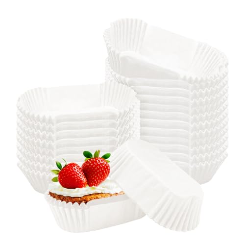Upgrade Mini-Kastenform Liner, oval, zum Backen, Muffins, Cupcakes, Pappbecher, Einweg-Papierlaib-Brotform, Einlagen für Kuchen, Snacks, Cupcakes, Muffins (weiß, klein), 1000 Stück von Generic