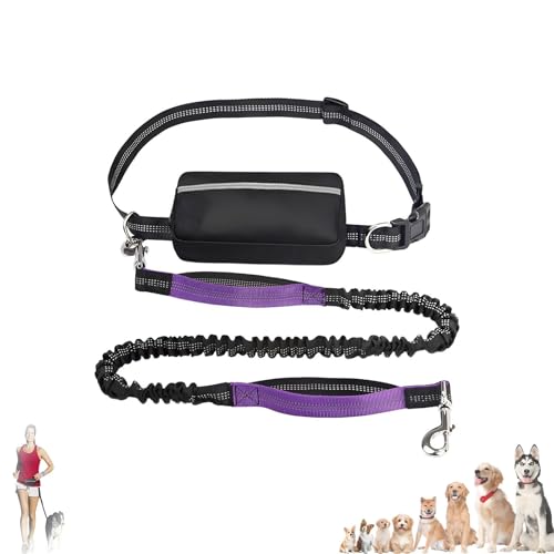 Upliftjoys Hundeleine, Upliftjoys Freihändige Hundeleine mit Reißverschlusstasche, Laufleinen mit Zwei gepolsterten Griffen for mittelgroße und große Hunde(Purple) von Generic