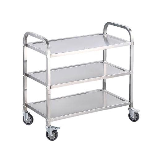 Utility Cart Heavy Duty 3 -Tier -Küche Trolley kommerzielle Mobile Multi -funktionale Servierwagen extra groß 3-Layer 75 * 40 * 82cm von Generic