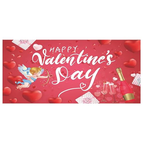 Valentinstag-Garagentor-Dekoration, Valentinstag-Garagentor-Banner, Wandbild, 7 x 16/6 x 13 Fuß, große Valentinstag-Feiertagsparty CnT317 (Red, B) von Generic