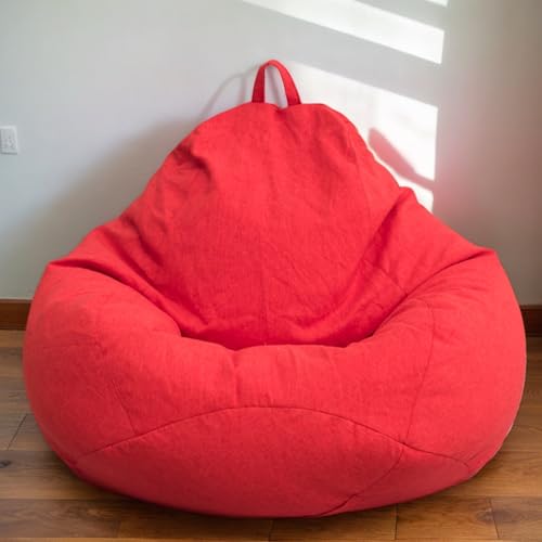 Velours Hülle Für Sitzsack Modern Waschbar Zippverschluss Dehnbar Weich Für Erwachsene Gaming Sitzsack Wohnzimmer Büro Schlafzimmer Kein Füllmaterial,Rot,105 * 115cm von Generic