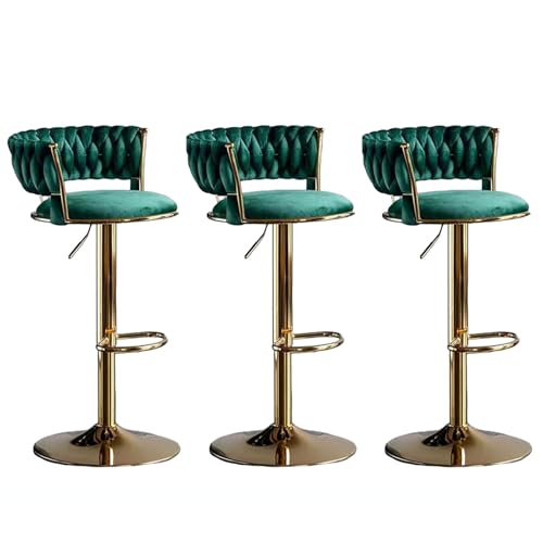Velvet Adjustable Swivel Bar Stool Set of 3 with Woven Back & Footrest Gold Legs Ideal for Kitchen Islands and Dining Room Counter Areas Stylish and Comfortable Seating Option Velvet Adjustable Swivel Bar Stool Set of 3 with Woven Back & Footrest Gold Legs Ideal for Kitchen Islands and Dining Room Counter Areas Stylish and Comfortable Seating Option von Generic