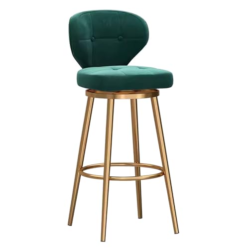 Velvet Bar Stools, 360° Swivel Counter Stools with Golden Metal Legs and Footrest, Kitchen Bar Chairs for Dining Room von Generic