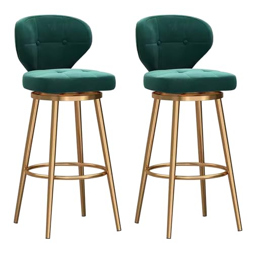 Velvet Counter Height Barstools Set of 2, 360° Swivel Bar Stools with Back and Footrest, Thickened Upholstered Cushion, Tall Chairs for Kitchen Island, Dining Room, Home Bar, Cafe von Generic