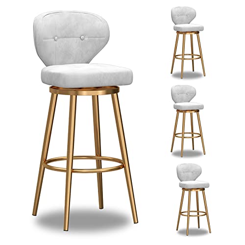Velvet Upholstered Swivel Barstools Set of 4 with Gold Base Modern Kitchen Island Chairs for Home Bistro and Restaurant von Generic