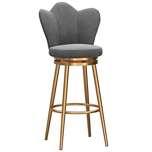 Velvet Wave Back Metal Bar Stool Gold Frame Swivel Chair with Round Footrest Ideal for Kitchen Counter Esszimmer Beauty Salon75cm Height Velvet Wave Back Metal Bar Stool Gold Frame Swivel Chair with Round Footrest Ideal for Kitchen Counter Esszimmer Beauty Salon75cm Height von Generic