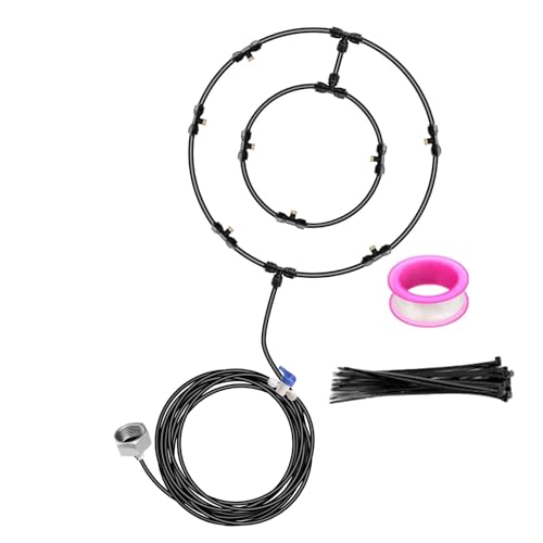 Ventilator-Nebelset, Nebelkühlsystem für den Außenbereich - Verbessertes Outdoor Misters Fan Misting Kit - Terrassen-Ventilatorvernebler mit 6 abnehmbaren Düsen, Wasservernebler-Ventilatoren von Generic