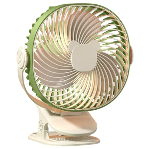 Ventilator mit Klammer – tragbarer Ventilator mit Clip | Gerät 5 Geschwindigkeitsstufen mit Akku mit Nachtlicht für Büro Schlafzimmer Schlafsaal Outdoor von Generic