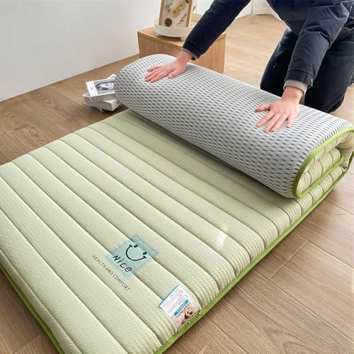Verbesserte Faltbare Bodenmatratze, Dicker Japanischer Futon Für Einzel-/Doppelbetten, Tragbare Schlafunterlage Für Gäste, Campingmatte In Mehreren Größen(Green,150 * 200cm) von Generic