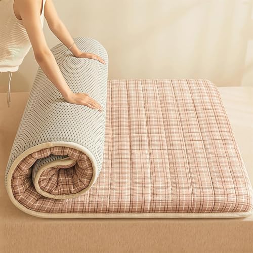 Verdickte Futon-Matratzen, Bodenmatratze, Weiche, Zusammenklappbare, Tragbare Matratze, Japanische Doppel-/Einzel-Futons, Für Gäste, Schlafsäle, Camping, Sofas Und Liegen(Khaki,Single(90x200cm)) von Generic
