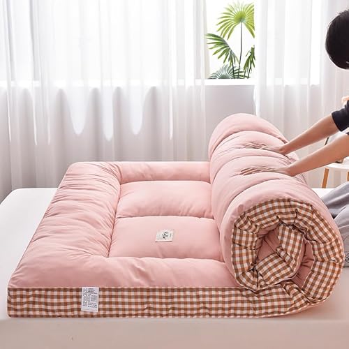 Verdickte Japanische Bodenmatratze, Tragbare, Faltbare Isomatte, Aufrollbare Futonmatte, Einzel-/Doppel-/Queen-/Kingsize-Bett, Für Schlafzimmer/Wohnzimmer/Camping/Sofa/Gästezimmer(Pink,47.2"X80") von Generic