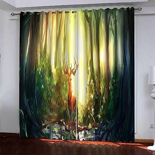 Verdunkelungsvorhänge 3D Märchenwald Elch Moderne Hd Druck Fenstervorhang Mit Ösen Polyester Blickdicht Vorhang Für Schlafzimmer Wohnzimmer Kinderzi Verdunkelungsvorhänge 3D Märchenwald Elch Moderne Hd Druck Fenstervorhang Mit Ösen Polyester Blickdicht Vorhang Für Schlafzimmer Wohnzimmer Kinderzi von Generic