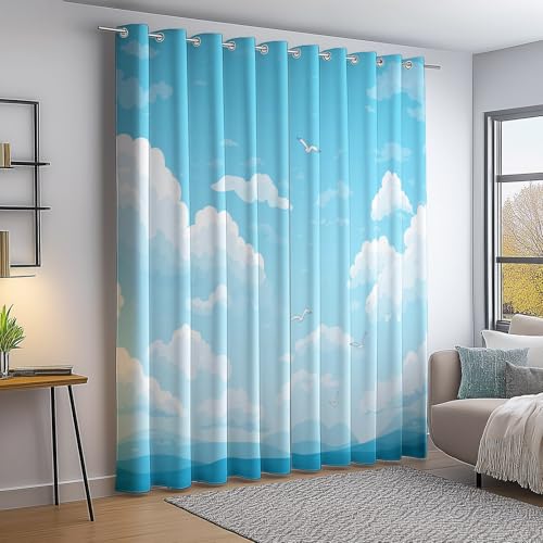 Verdunkelungsvorhang Blau Weiß Thermovorhang Kälteschutz 2 Stück Türvorhang, Comic Himmel Weiße Wolken Vögel Blickdicht Ösenschal Gardinen Wohnzimmer Blackout Curtain H240×B132 cm Verdunkelungsvorhang Blau Weiß Thermovorhang Kälteschutz 2 Stück Türvorhang, Comic Himmel Weiße Wolken Vögel Blickdicht Ösenschal Gardinen Wohnzimmer Blackout Curtain H240×B132 cm von Generic