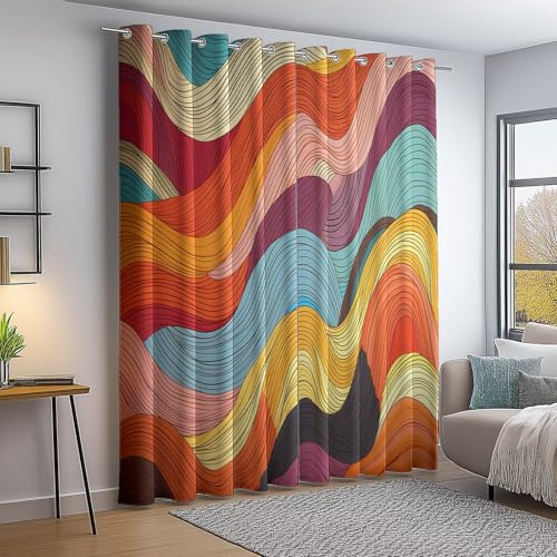 Verdunkelungsvorhang Bunt Thermovorhang Kälteschutz 2 Stück Türvorhang, Abstrakt Modern Wellen Linien Blickdicht Ösenschal Gardinen Wohnzimmer Blackout Curtain H245×B145 cm Verdunkelungsvorhang Bunt Thermovorhang Kälteschutz 2 Stück Türvorhang, Abstrakt Modern Wellen Linien Blickdicht Ösenschal Gardinen Wohnzimmer Blackout Curtain H245×B145 cm von Generic