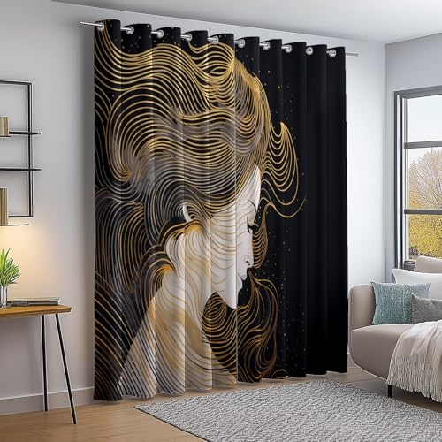 Verdunkelungsvorhang Bunt Thermovorhang Kälteschutz 2 Stück Türvorhang, Abstrakt Weibliche Silhouette Linien Aquarell Blickdicht Ösenschal Gardinen Wohnzimmer Blackout Curtain H245×B145 cm Verdunkelungsvorhang Bunt Thermovorhang Kälteschutz 2 Stück Türvorhang, Abstrakt Weibliche Silhouette Linien Aquarell Blickdicht Ösenschal Gardinen Wohnzimmer Blackout Curtain H245×B145 cm von Generic