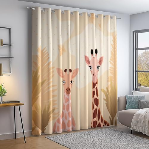 Verdunkelungsvorhang Bunt Thermovorhang Kälteschutz 2 Stück Türvorhang, Cartoon Niedlich Giraffe Palmen Blickdicht Ösenschal Gardinen Wohnzimmer Blackout Curtain H240×B132 cm Verdunkelungsvorhang Bunt Thermovorhang Kälteschutz 2 Stück Türvorhang, Cartoon Niedlich Giraffe Palmen Blickdicht Ösenschal Gardinen Wohnzimmer Blackout Curtain H240×B132 cm von Generic