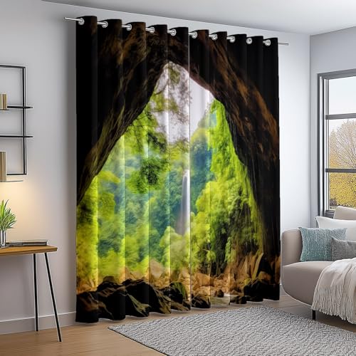 Verdunkelungsvorhang Bunt Thermovorhang Kälteschutz 2 Stück Türvorhang, Natur Höhle Wald Wasserfall Blickdicht Ösenschal Gardinen Wohnzimmer Blackout Curtain H166×B75 cm Verdunkelungsvorhang Bunt Thermovorhang Kälteschutz 2 Stück Türvorhang, Natur Höhle Wald Wasserfall Blickdicht Ösenschal Gardinen Wohnzimmer Blackout Curtain H166×B75 cm von Generic
