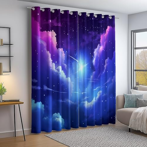Verdunkelungsvorhang Bunt Thermovorhang Kälteschutz 2 Stück Türvorhang, Traumhaft Sterne Wolken Blickdicht Ösenschal Gardinen Wohnzimmer Blackout Curtain H240×B132 cm Verdunkelungsvorhang Bunt Thermovorhang Kälteschutz 2 Stück Türvorhang, Traumhaft Sterne Wolken Blickdicht Ösenschal Gardinen Wohnzimmer Blackout Curtain H240×B132 cm von Generic
