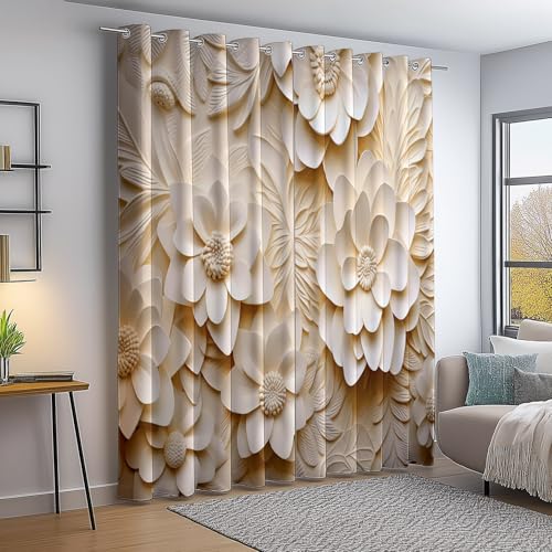 Verdunkelungsvorhang Creme Thermovorhang Kälteschutz 2 Stück Türvorhang, 3D Relief Blumen Textur Blickdicht Ösenschal Gardinen Wohnzimmer Blackout Curtain H166×B75 cm Verdunkelungsvorhang Creme Thermovorhang Kälteschutz 2 Stück Türvorhang, 3D Relief Blumen Textur Blickdicht Ösenschal Gardinen Wohnzimmer Blackout Curtain H166×B75 cm von Generic