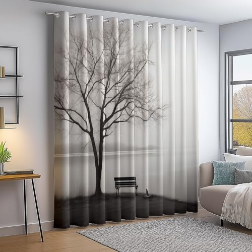 Verdunkelungsvorhang Grau Weiß Thermovorhang Kälteschutz 2 Stück Türvorhang, Einfach See Bäume Holzbank Blickdicht Ösenschal Gardinen Wohnzimmer Blackout Curtain H166×B75 cm Verdunkelungsvorhang Grau Weiß Thermovorhang Kälteschutz 2 Stück Türvorhang, Einfach See Bäume Holzbank Blickdicht Ösenschal Gardinen Wohnzimmer Blackout Curtain H166×B75 cm von Generic