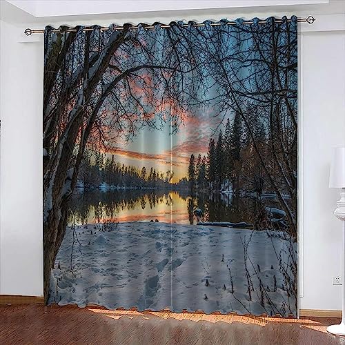 Verdunkelungsvorhang Ösenvorhang - Sonnenuntergang Wald Winter - 3D Gedruckt Polyester Vorhänge Für Schlafzimmer Geräuschreduzierung - - Für Fenster Verdunkelungsvorhang Ösenvorhang - Sonnenuntergang Wald Winter - 3D Gedruckt Polyester Vorhänge Für Schlafzimmer Geräuschreduzierung - - Für Fenster von Generic