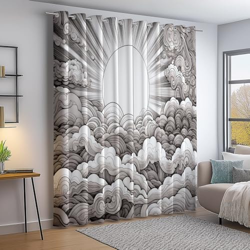 Verdunkelungsvorhang Schwarz Weiß Thermovorhang Kälteschutz 2 Stück Türvorhang, Tuschemalerei Wolken Wellen Linien Blickdicht Ösenschal Gardinen Wohnzimmer Blackout Curtain H166×B75 cm Verdunkelungsvorhang Schwarz Weiß Thermovorhang Kälteschutz 2 Stück Türvorhang, Tuschemalerei Wolken Wellen Linien Blickdicht Ösenschal Gardinen Wohnzimmer Blackout Curtain H166×B75 cm von Generic