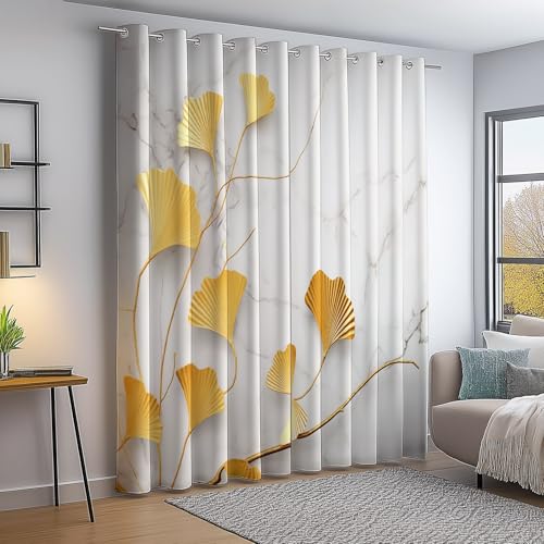 Verdunkelungsvorhang Weiß Gold Thermovorhang Kälteschutz 2 Stück Türvorhang, 3D Marmoriert Ginkgoblätter Elegant Blickdicht Ösenschal Gardinen Wohnzimmer Blackout Curtain H183×B117 cm Verdunkelungsvorhang Weiß Gold Thermovorhang Kälteschutz 2 Stück Türvorhang, 3D Marmoriert Ginkgoblätter Elegant Blickdicht Ösenschal Gardinen Wohnzimmer Blackout Curtain H183×B117 cm von Generic