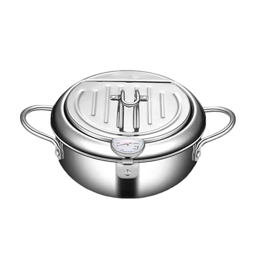 Verdure Provence Plus - Ölfritteuse aus Edelstahl, Frittiertopf aus Edelstahl mit Thermometer | Tiefer , große Fritteuse, Brühentopf, Abtropfgestell von Generic